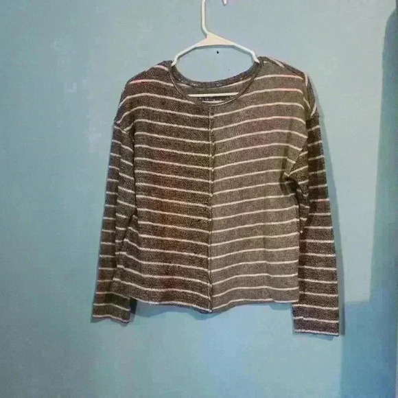 Womens Anthropologie size S, dark navy blue/ white stripe sweater pullover norm - Picture 1 of 4